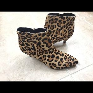 New Leopard Short booties Genuine Leather Size 10